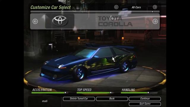 My Cars Toyota Corolla Need For Speed Underground 2 смотреть онлайн