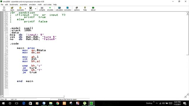 Assembly Language Programming OR condition test [True or false] Tutorial in Bangla part-07 смотреть онлайн