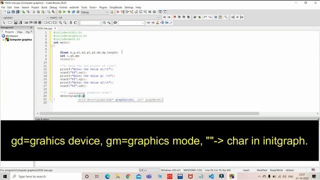 How to Draw a Line in C using Code::Blocks| DDA Line Drawing program in Computer Graphics using C:) смотреть онлайн