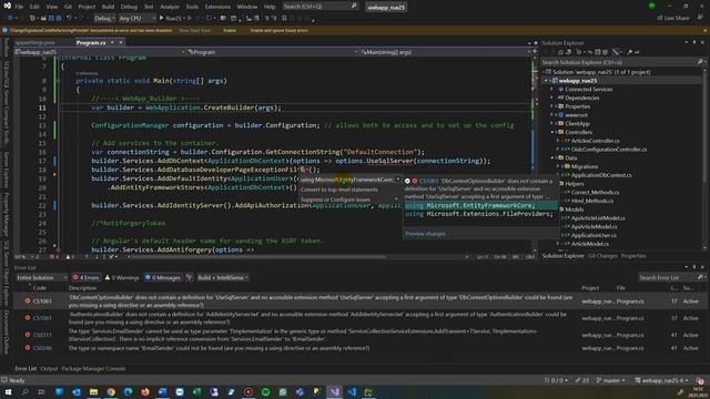 ? DbContextOptionsBuilder does not contain a definition for UseSqlServer and no accessible смотреть онлайн