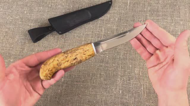 Финский нож Пуукко, сталь Х12МФ, рукоять карельская берёза смотреть онлайн