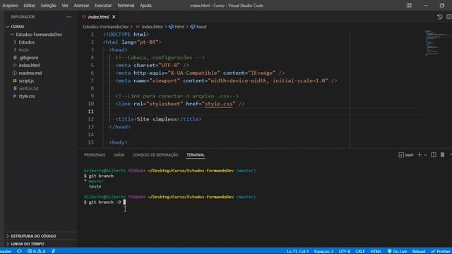 VsCode - Excluindo uma branch local [git branch -D nomedabranch] (#52) смотреть онлайн