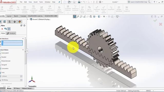 ⚡ SOLIDWORKS TUTORIAL #12 || Design a rack and pinion mechanism with motion in solidworks. смотреть онлайн