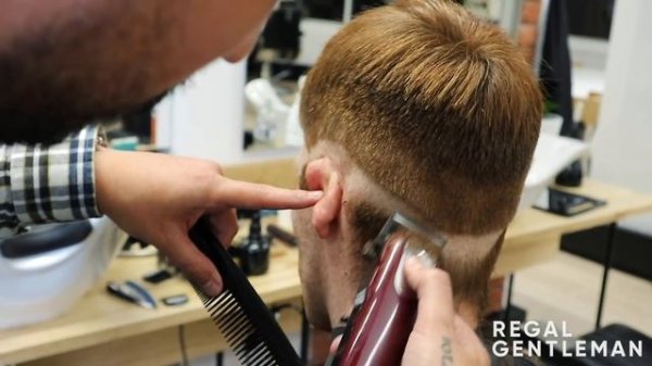 Textured Crop Blunt Fringe Mens Haircut With Low Skin Fade