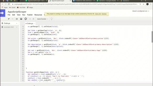 Парсинг (cкрапинг) с помощью Google Apps Script