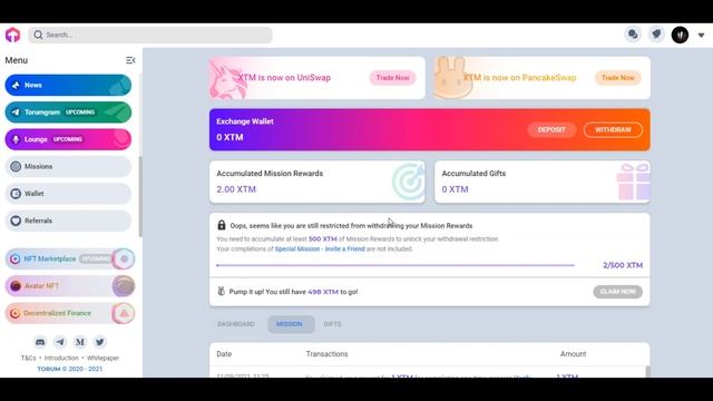 AIRDROP от проекта TORUM - Зарабатываем токены XTM - Регистрация