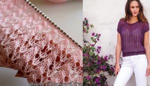 Воздушный ажурный узор спицами для летней кофточки