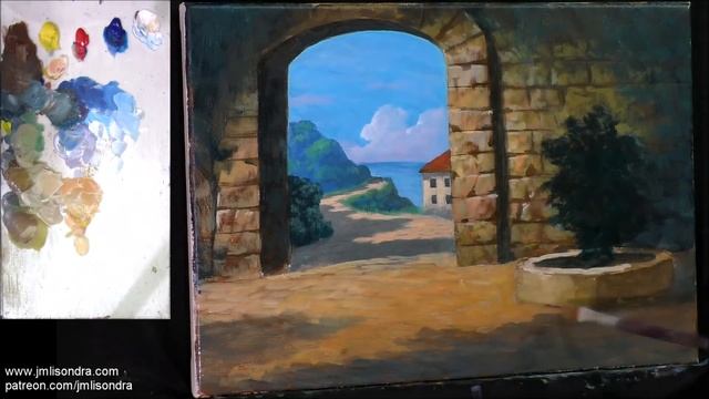 Acrylic Landscape Painting In Time-lapse | Entrance To The Old City / JMLisondra