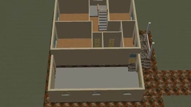 Дом мансардного типа с гаражом. Планировка 1го этажа. смотреть онлайн