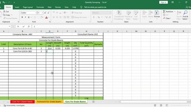 Building Quantity Through Excel VIDEO 11 Concrete For Grade Beam смотреть онлайн