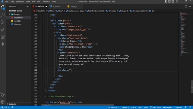 How To Create A Twitter Clone with HTML, CSS & JS Part - 3 смотреть онлайн