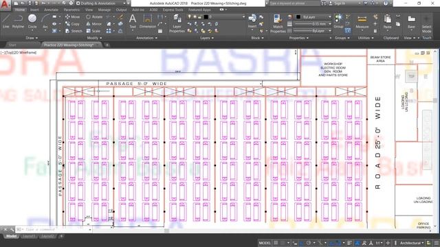 AUTOCAD # 220 Layout Plan of a Stitching Unit & Weaving Factory смотреть онлайн