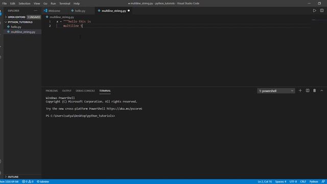 Multiline String in python смотреть онлайн