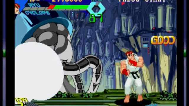 X-Men vs. Street Fighter (PS1 / PlayStation) -Ryu/Cyclops Vs Apocalypse- Vizzed.com GamePlay смотреть онлайн