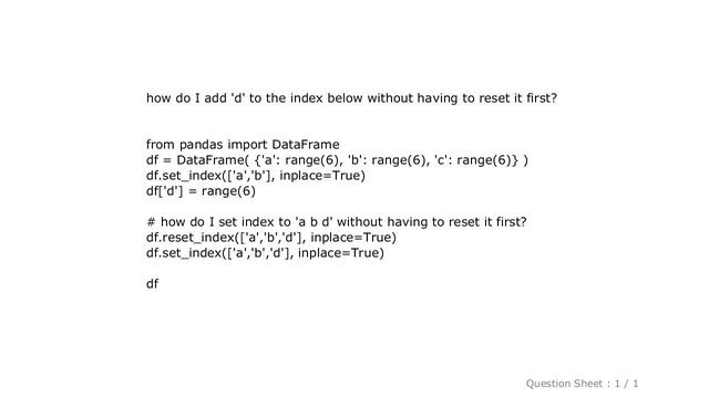 Pandas : Pandas DataFrame Add column to index without resetting смотреть онлайн