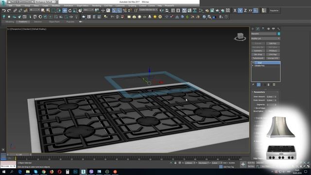 Modelling 3Ds Max. "cooktop and kitchen hood" | Моделирование "варочная плита и вытяжка" смотреть онлайн