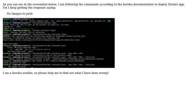 Salesforce: Please help me to deploy Docker app onto heroku, Steps in the documentation don't work? смотреть онлайн
