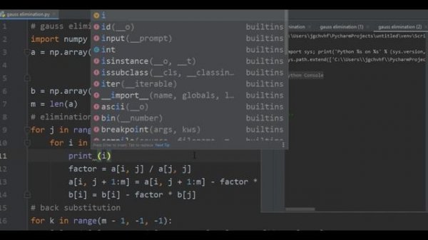 GAUSS ELIMINATION METHOD|| python programming