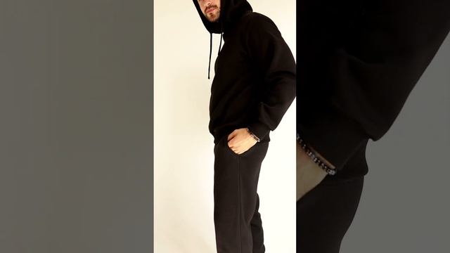 Мужской чёрный тёплый спортивный костюм M3014/40-02