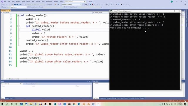 Functions in Python - Variable Scopes in Nested Functions смотреть онлайн