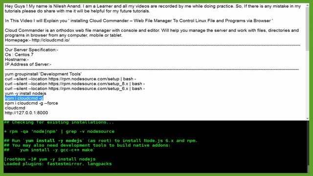 How To install Cloud Commander – Web File Manager To Control Linux File and Programs via Browser смотреть онлайн