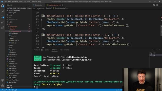 React Testing Library for Beginners: React.js Testing Tutorial #3 смотреть онлайн