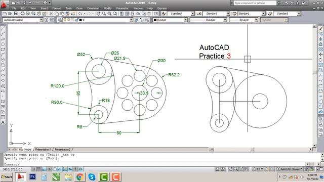 AutoCAD Mechanical Drawing Practice 3 смотреть онлайн