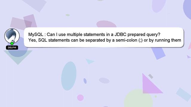 MySQL : Can I use multiple statements in a JDBC prepared query? смотреть онлайн