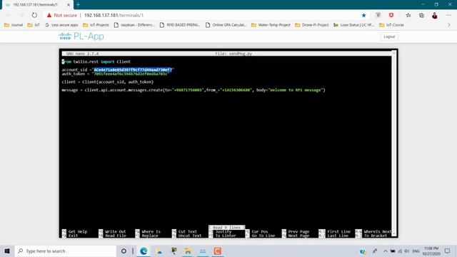 IoT Real Device Part-9 Send SMS through RASPBERRY PI using PYTHON and TWILIO смотреть онлайн