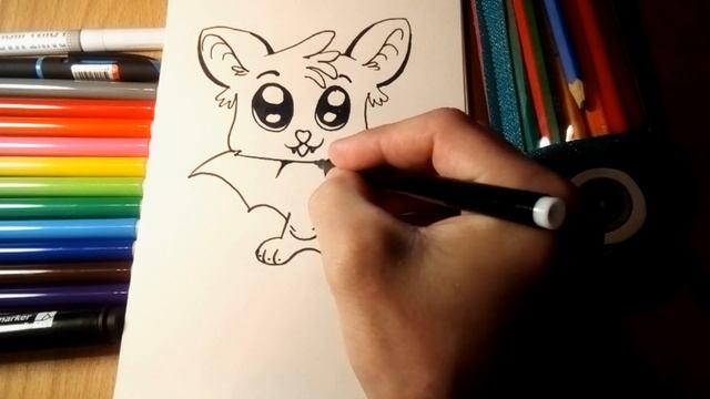 simple drawing / простые рисунки #6 Рисуем летучую мышь , вместе с вами смотреть онлайн