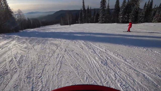Шерегеш, сектор Е. Спуск по среднему рукаву. 31 декабря 2021. 4к видео. смотреть онлайн