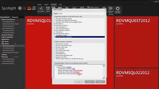 How to configure alarm actions in Spotlight on SQL Server смотреть онлайн