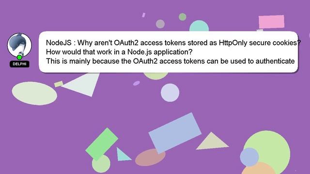 NodeJS : Why aren't OAuth2 access tokens stored as HttpOnly secure cookies? How would that work in смотреть онлайн