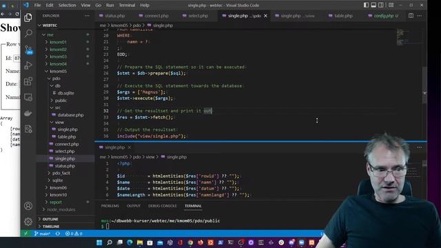 Tisdags zoom kmom05 med SQLite, SQL och PHP PDO (del 3 av 3) Sökmotor med GET formulär смотреть онлайн