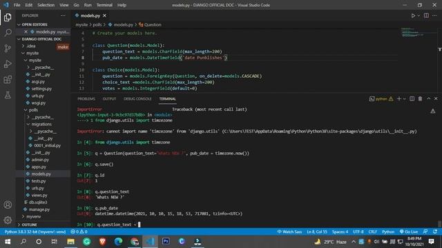 Get Started With Official Django Documentation, Learn by Latest Django 3.2.8 writing first model смотреть онлайн