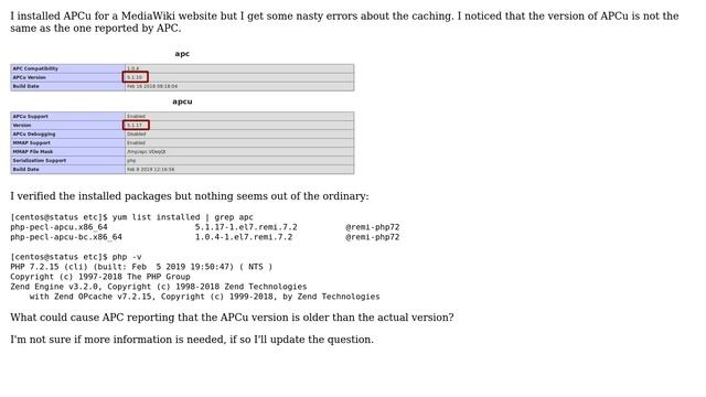 DevOps & SysAdmins: Why APCu version mismatch the APC version reported in PHP? смотреть онлайн