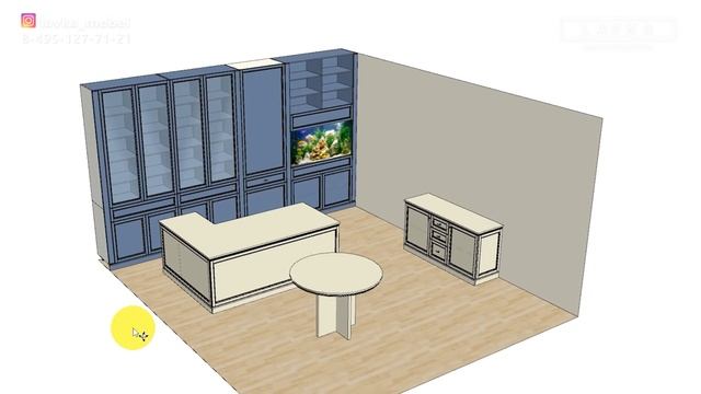 Мебель в кабинет руководителя. Шкаф с аквариумом, стол руководителя, переговорный стол. Фасады эмал смотреть онлайн