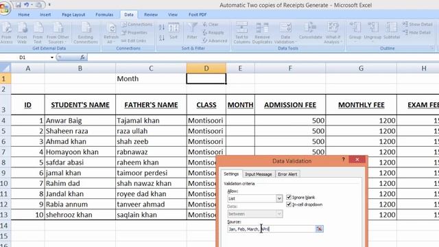 Auto Generate 2 copies of Fee receipts in excel by learning center in urdu hindi1 смотреть онлайн