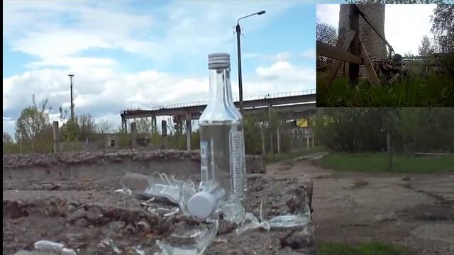 2017 Тест на пробитие стеклянных бутылок с 25 и 40метров из самодельной ПСП Винтовки смотреть онлайн