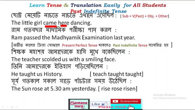 Past Indefinite Tense | Simple Past Tense | Learn Tense with Examples in Bengali ll #PastIndefinit смотреть онлайн
