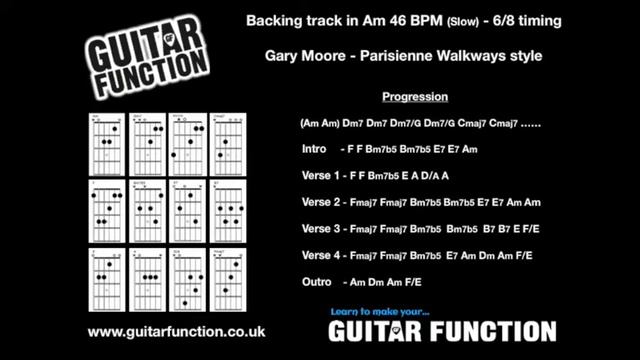 Backing Track in Am Gary Moore, Parisienne walkways style Slow смотреть онлайн