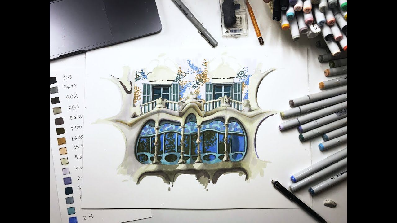 Мастер-класс по скетчингу маркерами «Барселона. Окно дома Бальо» | Как нарисовать окно смотреть онлайн