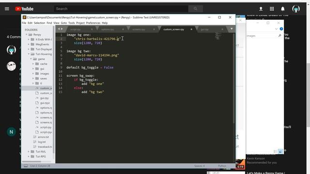 Renpy Tutorial: Hovering and Transitions in Screens смотреть онлайн
