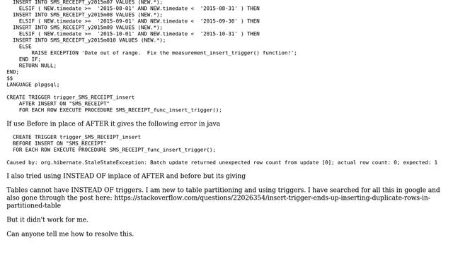 Databases: Postgres Partition Table Trigger inserting duplicate records смотреть онлайн