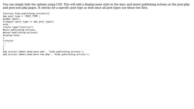 Wordpress: How to HIDE everything in PUBLISH metabox except Move to Trash & PUBLISH button? смотреть онлайн