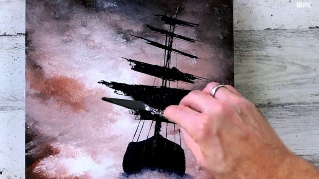 Ship sailing through Rough Seas | Easy Painting | Beginner | Oval Brush | Abstract Art | Acrylics смотреть онлайн