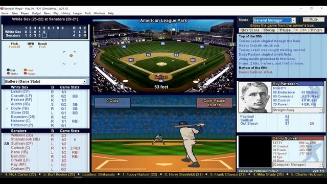 DH 710 Baseball Mogul Year 1904 Chicago White Sox at Washington Senators смотреть онлайн