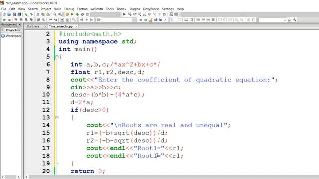 C++ Program #14: To find the roots of a Quadratic Equation смотреть онлайн