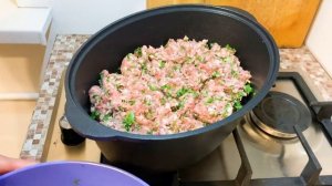 Овощи с фаршем в казане, сытно, вкусно и быстро.
