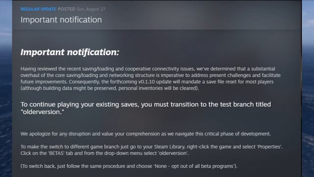 PSA: You May Have To Start Over In Sunkenland After This Update!